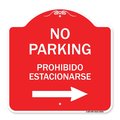 Signmission No Parking Prohibido Estacionarse W/ Left Arrow, Red & White Aluminum Sign, 18" x 18", RW-1818-23596 A-DES-RW-1818-23596